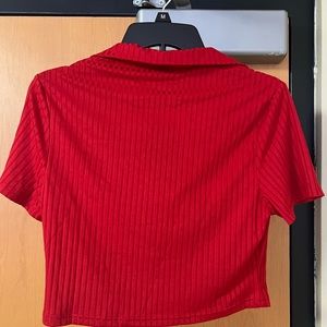 Red polo crop top